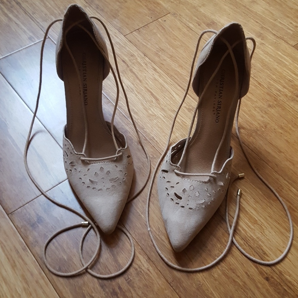 Tan Suede Wrap up Stiletto Heel